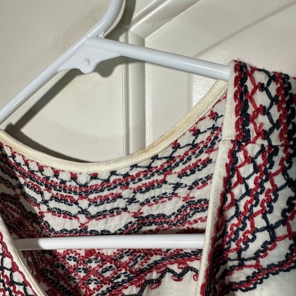 NWT Anthropologie Tiny Linni Smocked Embroidered Top Red White Blue Cotton Small - Picture 5 of 5